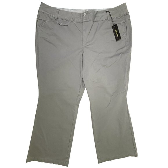 Lane Bryant Cotton Pants Women's 26 Grey Stretch Chino Wide Leg‎ High Rise NWT - Picture 1 of 8